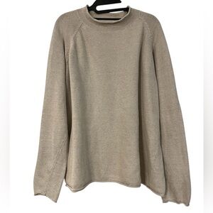 J Crew Rollhem Linen Cotton Long Sleeve Sweater Shirt Beige Neutral Vintage